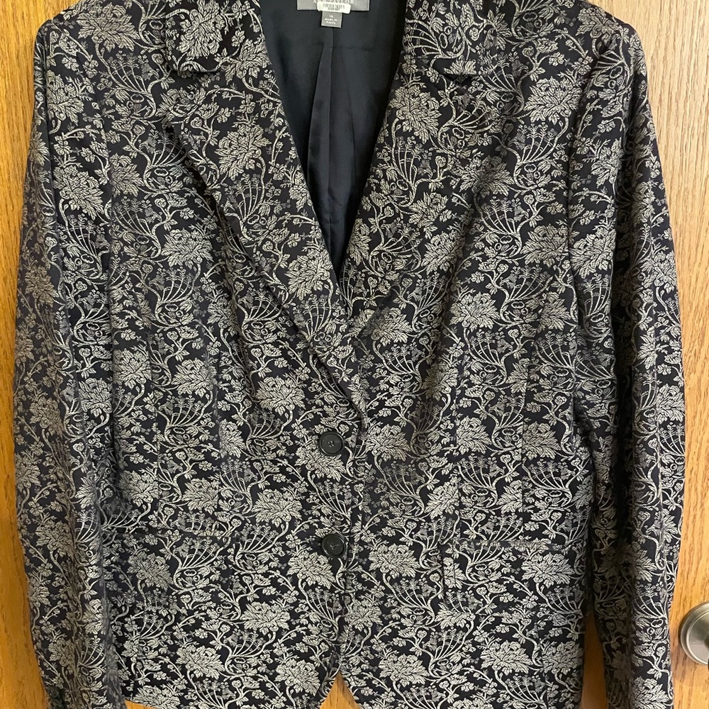 Ann Taylor Blue and Cream Floral Blazer